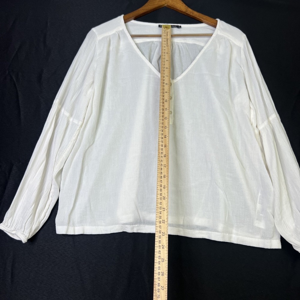 Abercrombie & Fitch‎ Tunic Top White Boho Lagenlook V Neck Button Blouse Size L - Picture 6 of 8